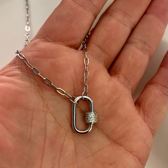 Adornia Crystal Screw-on Silver Necklace - Picture 1 of 4